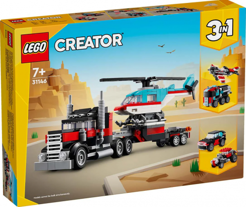 31146 - Flatbed Truck With Helicopter (3-in-1)