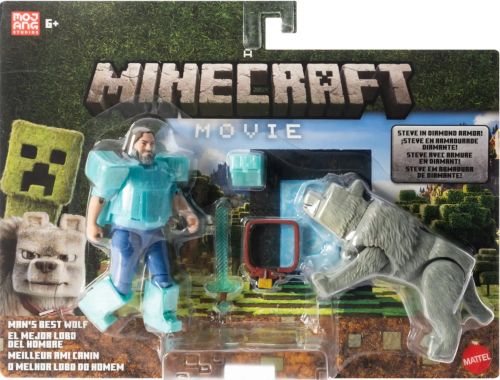 Minecraft Figures 2-Pack - Steve & Wolf
